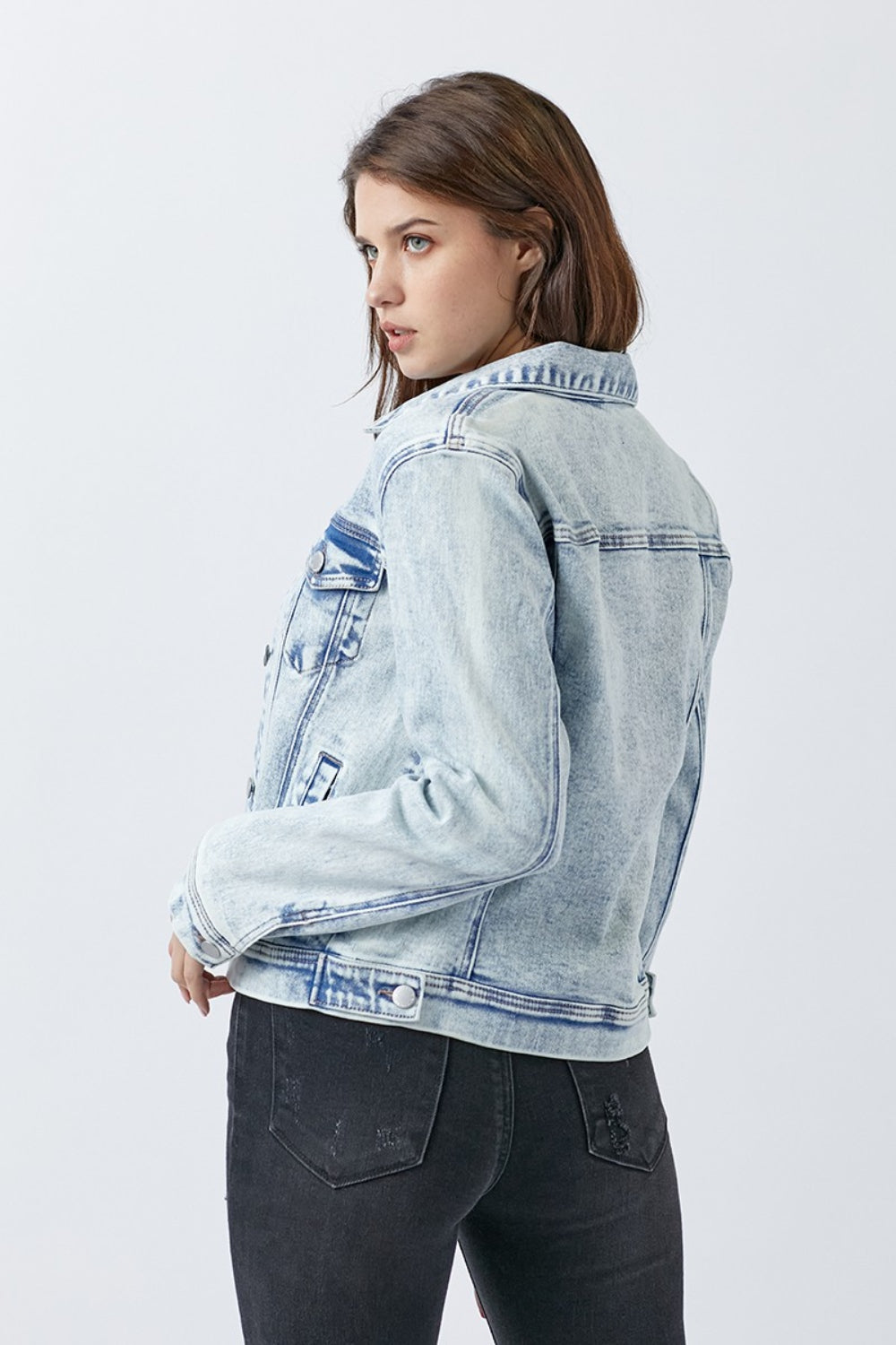 RISEN Acid Wash Soft Classic Denim Jacket