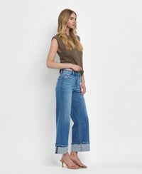 Flying Monkey High Rise Cuffed Wide Leg Jeans