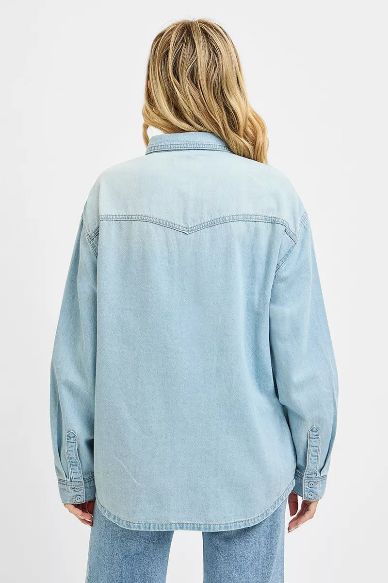 Risen Western Yoke Style Relaxed Fit Denim Shirts RDJ9208