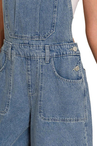 Wide Leg Medium Washed Denim Overalls