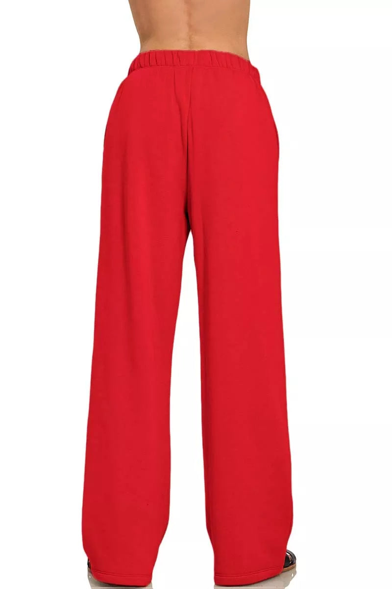 Fleece Sweatpant with Pockets in Ruby Red