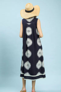 Umgee Geometric Midi Dress in Navy