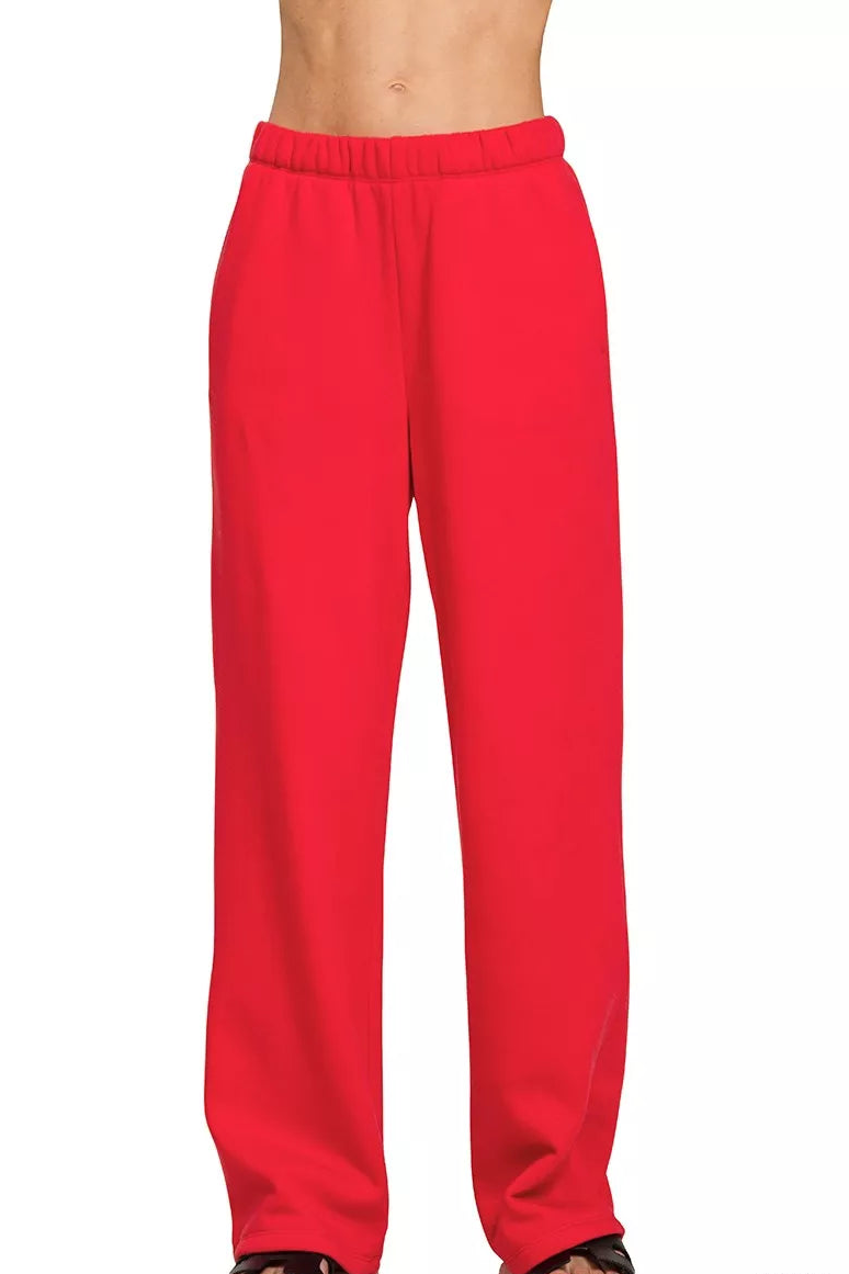 Fleece Sweatpant with Pockets in Ruby Red
