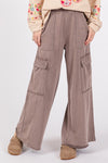 Knit Terry Mineral Wash Wide Leg Cargo Pants