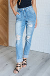 Judy Blue High Rise Patch Pocket Destroyed Boyfriend Jeans