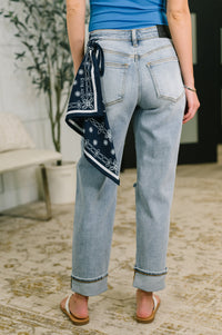 Judy Blue Mid Rise Boyfriend Jeans with Bandana Loop 82723
