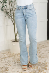 Judy Blue High Rise Vintage Wash Side Slit Bootcut Jeans