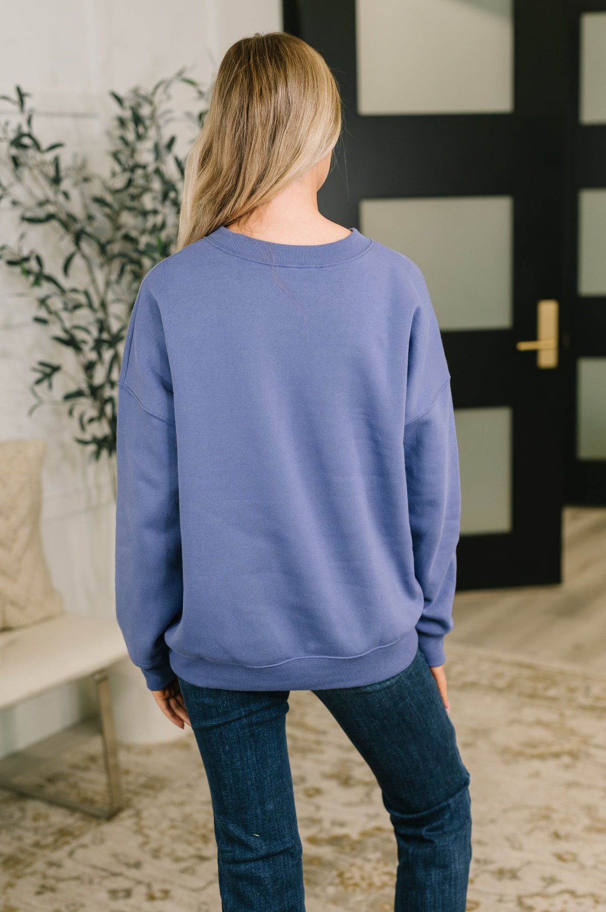 Zenana French Terry Drop Shoulder Pullover in Marlin Blue