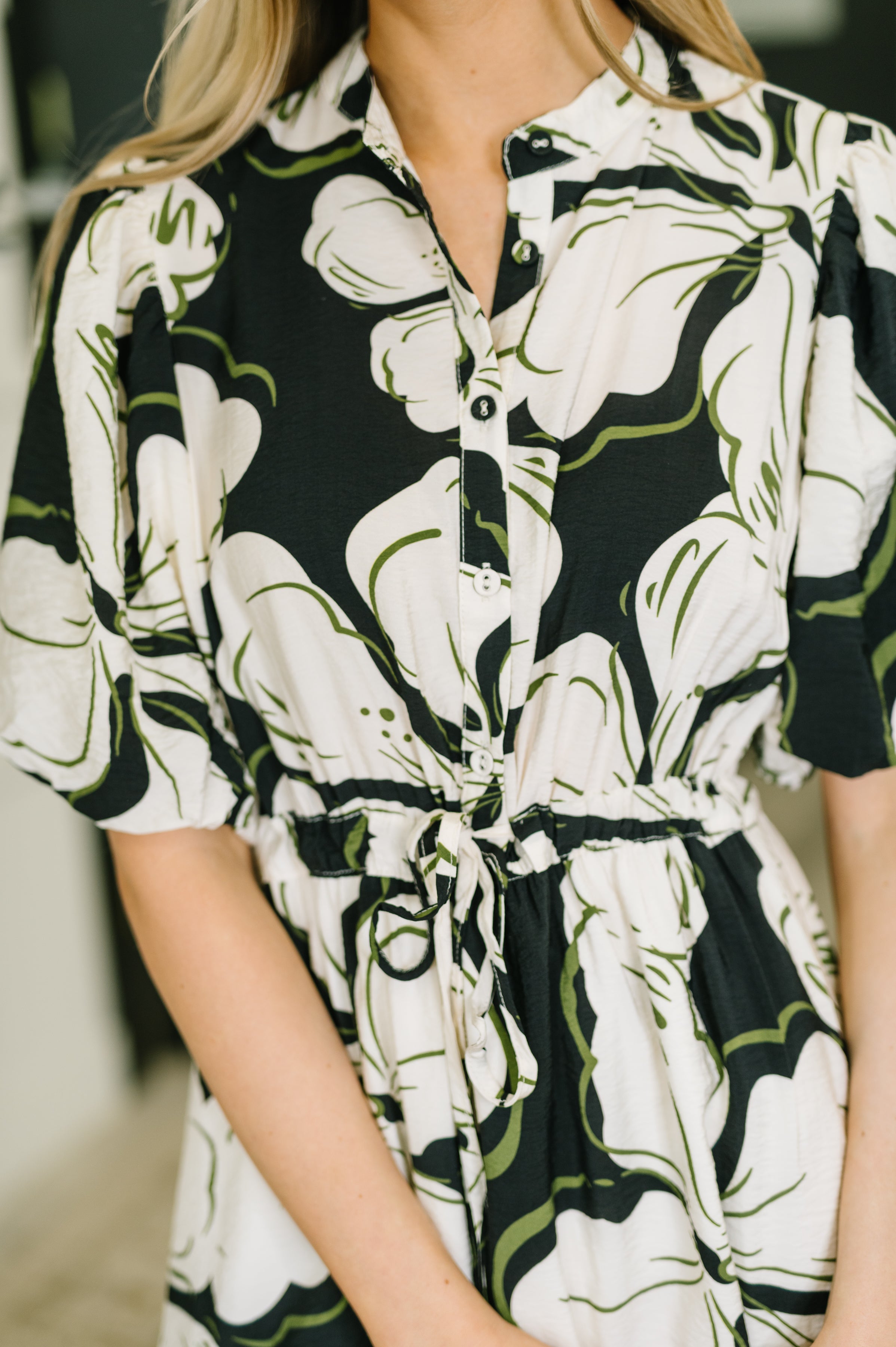 Gigio Floral Puff Sleeve Midi Dress