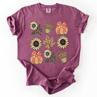 Autumn Sunflowers Comfort Colors Graphic T-Shirt Berry