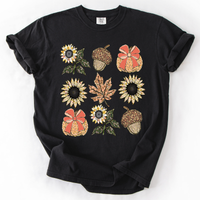 Autumn Sunflowers Comfort Colors Graphic T-Shirt Black