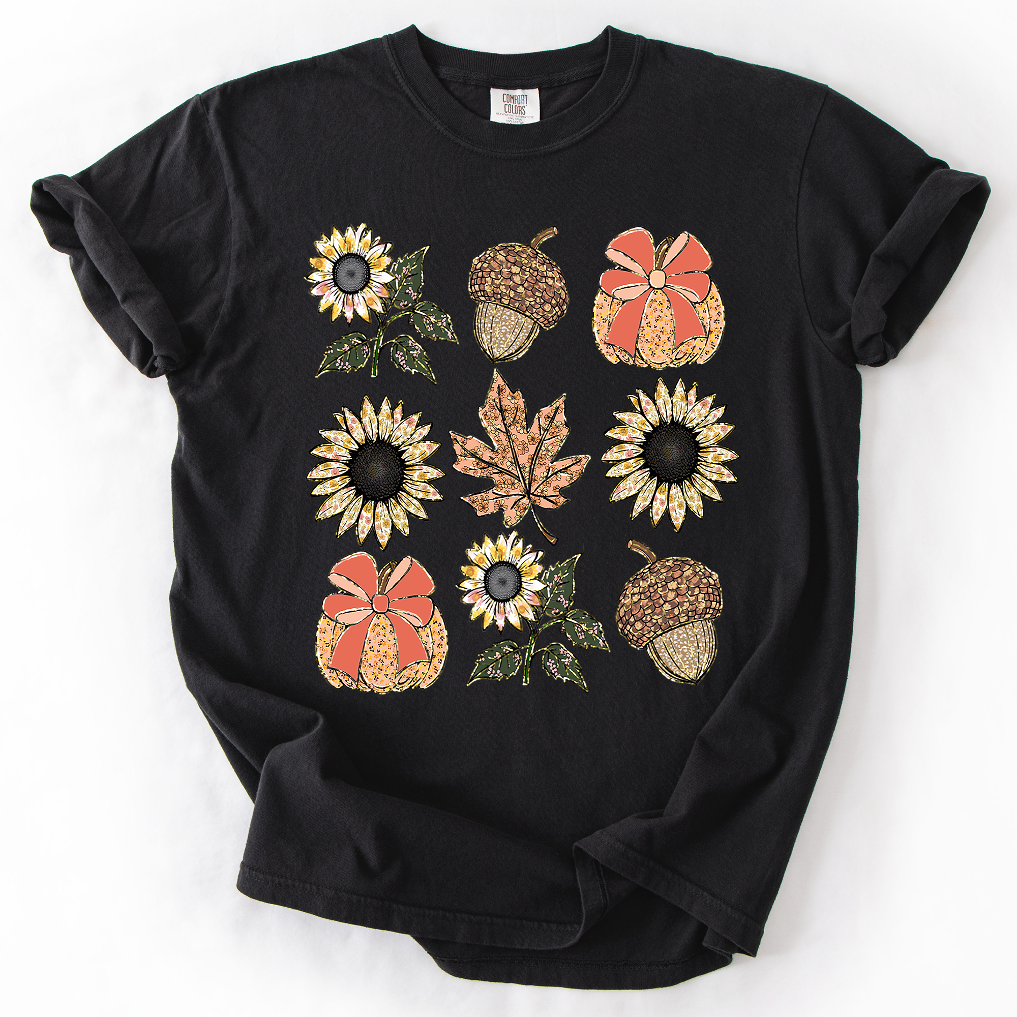Autumn Sunflowers Comfort Colors Graphic T-Shirt Black