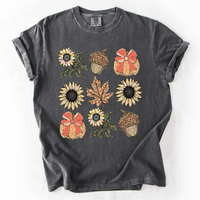 Autumn Sunflowers Comfort Colors Graphic T-Shirt Pepper Dark Gray