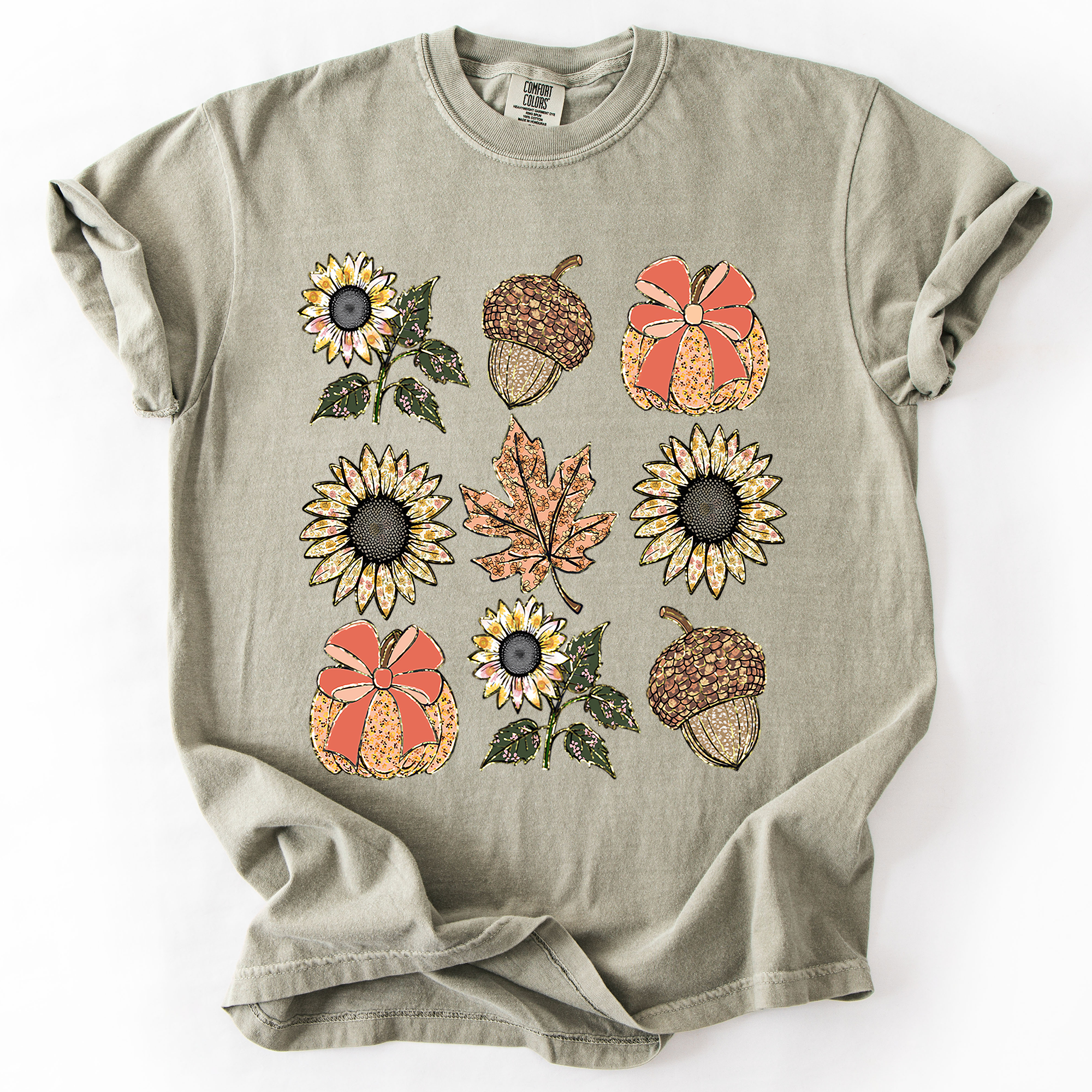 Autumn Sunflowers Comfort Colors Graphic T-Shirt Sandstone