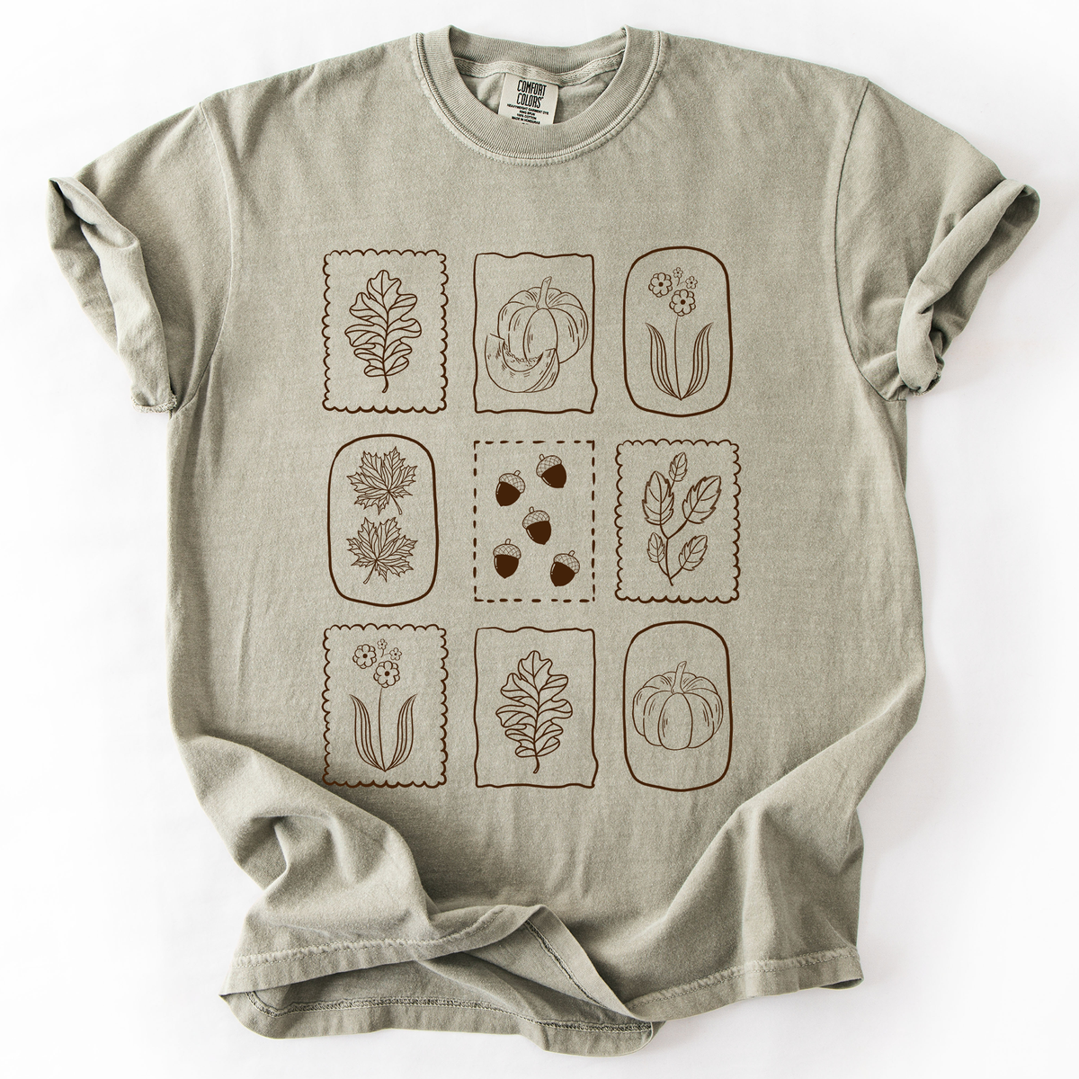 Minimalist Autumn Flowers Comfort Colors Graphic T-Shirt Sandstone