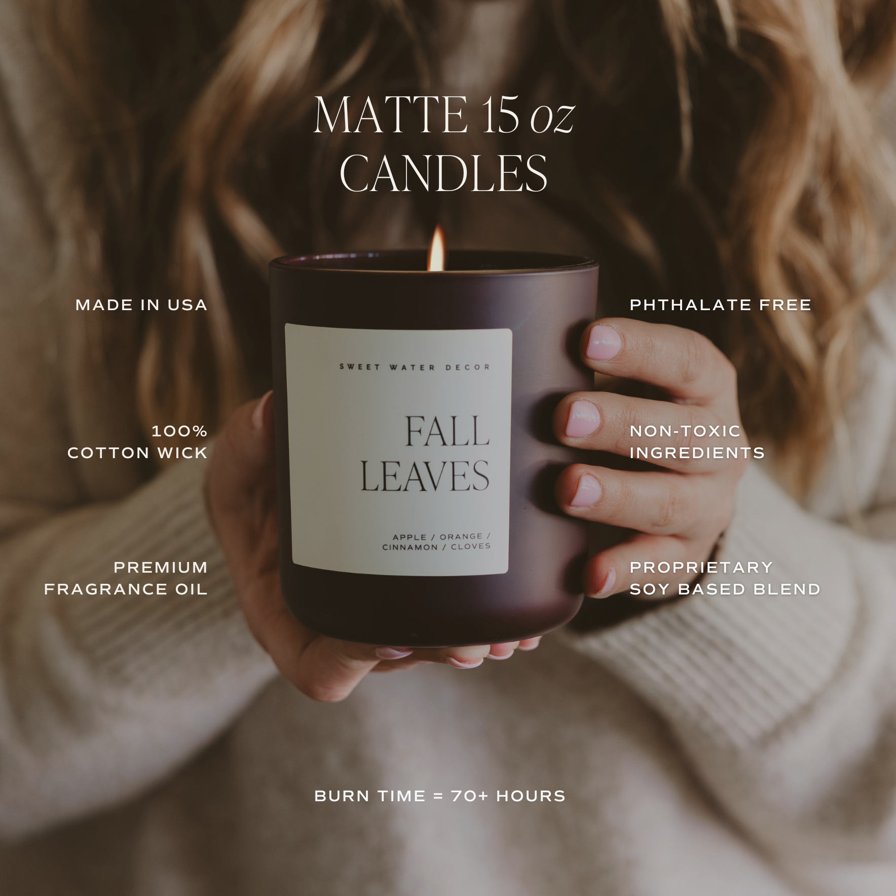 Sweet Water Decor Fall Leaves Soy Candle - Brown Matte Jar - 15 oz