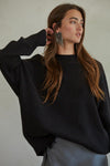 Riley High Neck Oversized Sweater - Black