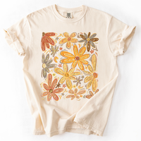 Hand Drawn Autumn Flowers Comfort Colors Graphic T-Shirt Ivory