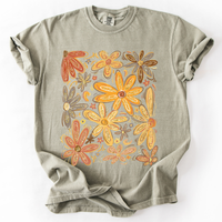 Hand Drawn Autumn Flowers Comfort Colors Graphic T-Shirt Sandstone