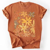 Hand Drawn Autumn Flowers Comfort Colors Graphic T-Shirt Yam