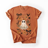 Enchanting Ghost with Bows Comfort Colors Graphic T-Shirt yam orange