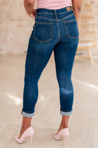 Judy Blue Mid Rise Cropped Cuffed Skinny Jeans