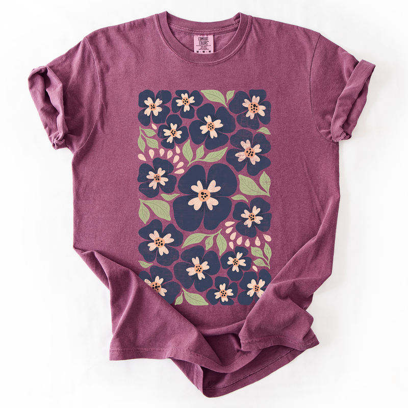 Blue Wildflowers Comfort Colors Graphic Tee