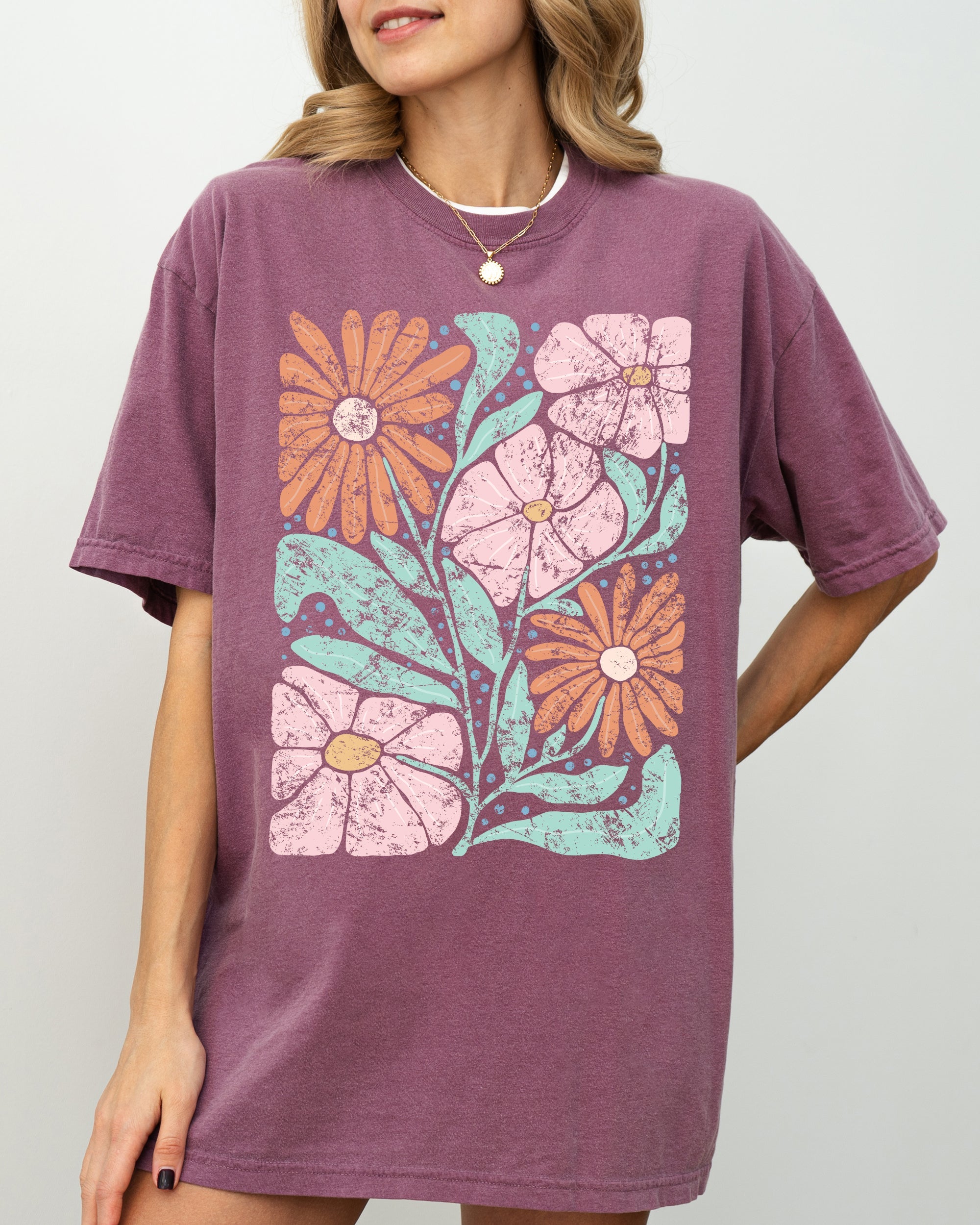Abstract Flowers Boho Design Comfort Colors Graphic Tee