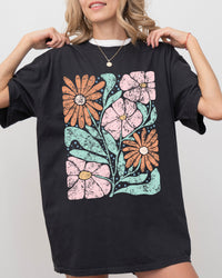 Abstract Flowers Boho Design Comfort Colors Graphic Tee