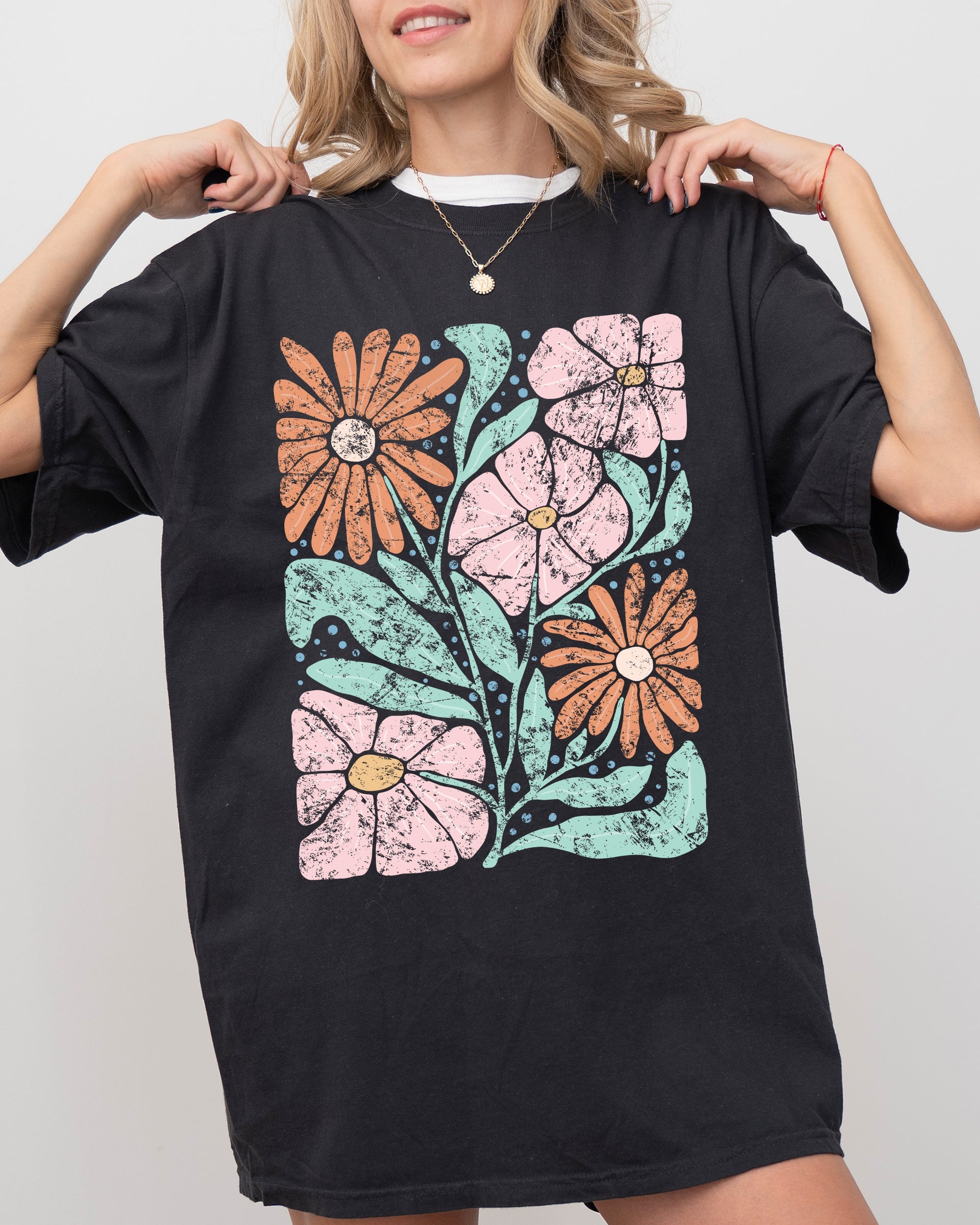 Abstract Flowers Boho Design Comfort Colors Graphic Tee