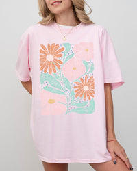 Abstract Flowers Boho Design Comfort Colors Graphic Tee