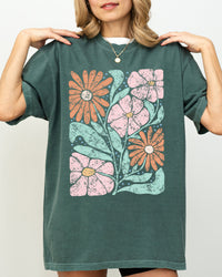 Abstract Flowers Boho Design Comfort Colors Graphic Tee