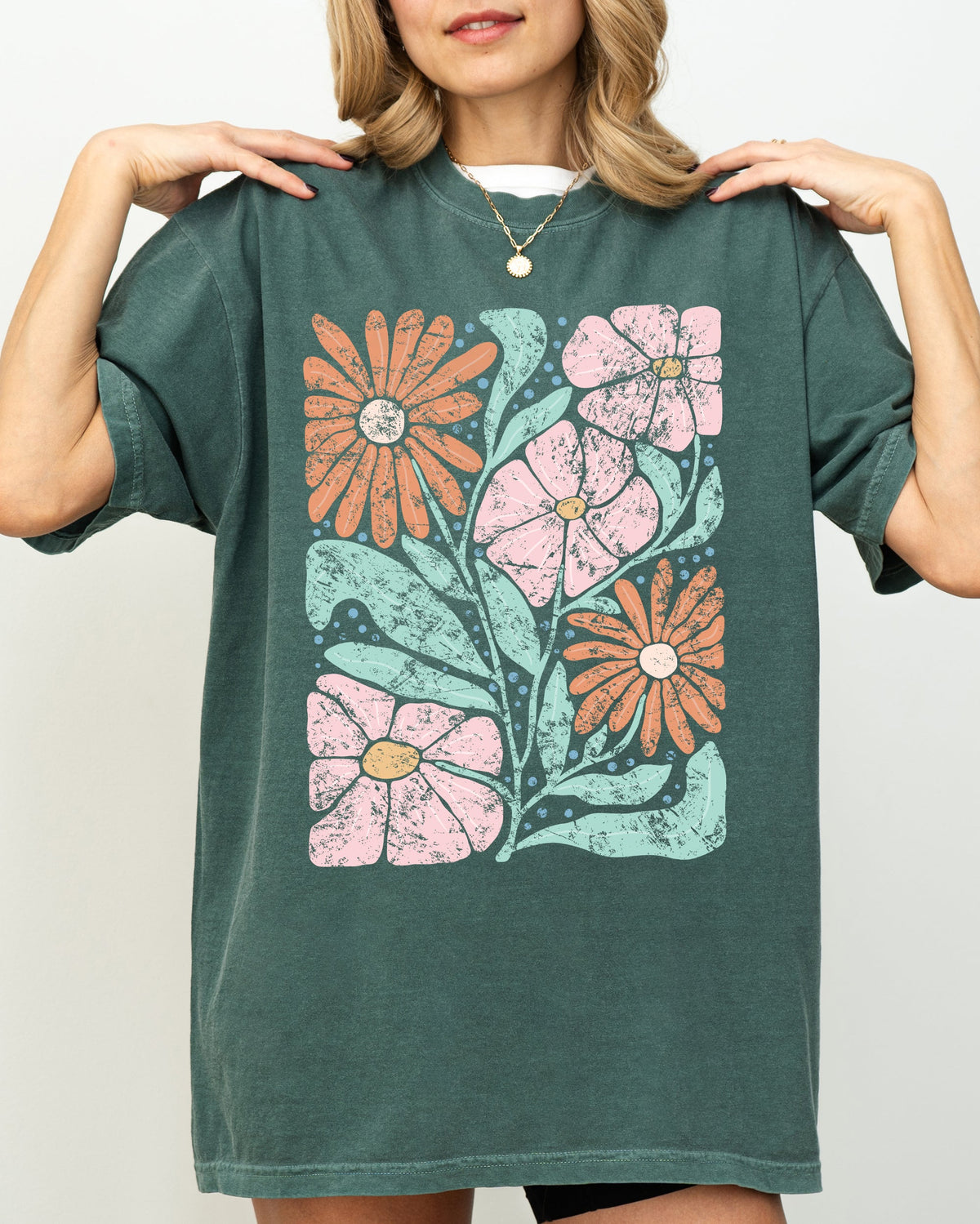 Abstract Flowers Boho Design Comfort Colors Graphic Tee
