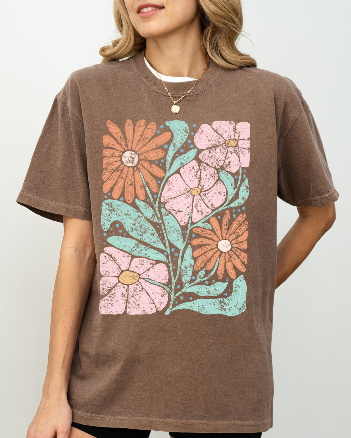 Abstract Flowers Boho Design Comfort Colors Graphic Tee