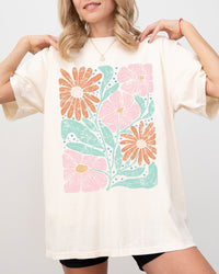 Abstract Flowers Boho Design Comfort Colors Graphic Tee