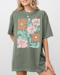 Abstract Flowers Boho Design Comfort Colors Graphic Tee