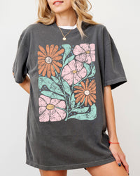 Abstract Flowers Boho Design Comfort Colors Graphic Tee