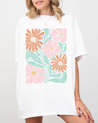 Abstract Flowers Boho Design Comfort Colors Graphic Tee