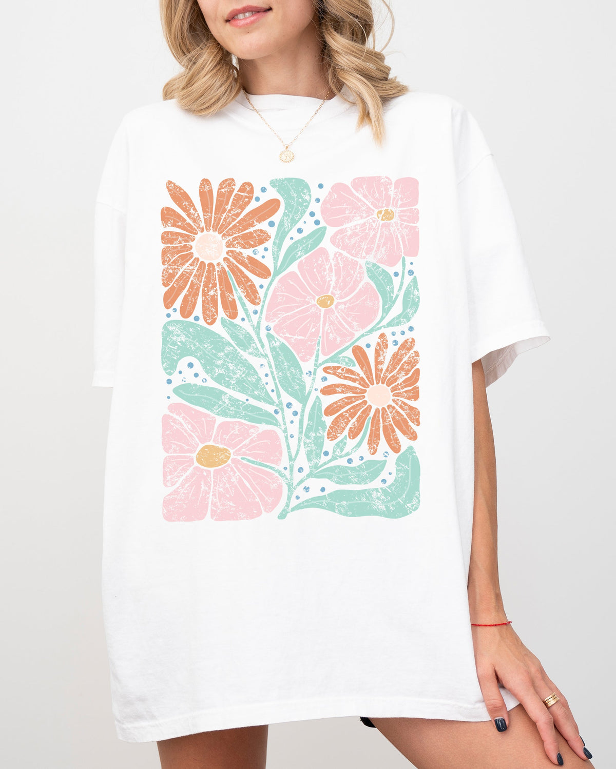 Abstract Flowers Boho Design Comfort Colors Graphic Tee