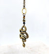 Brass Snake And Metallic Stone Long Necklace With Hematite