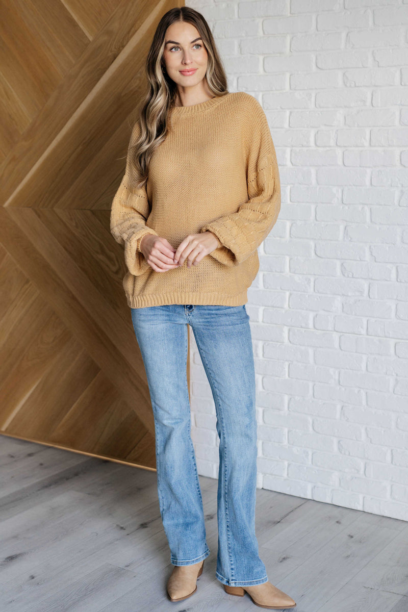 Winnie Bubble Sleeve Sweater in Wheat