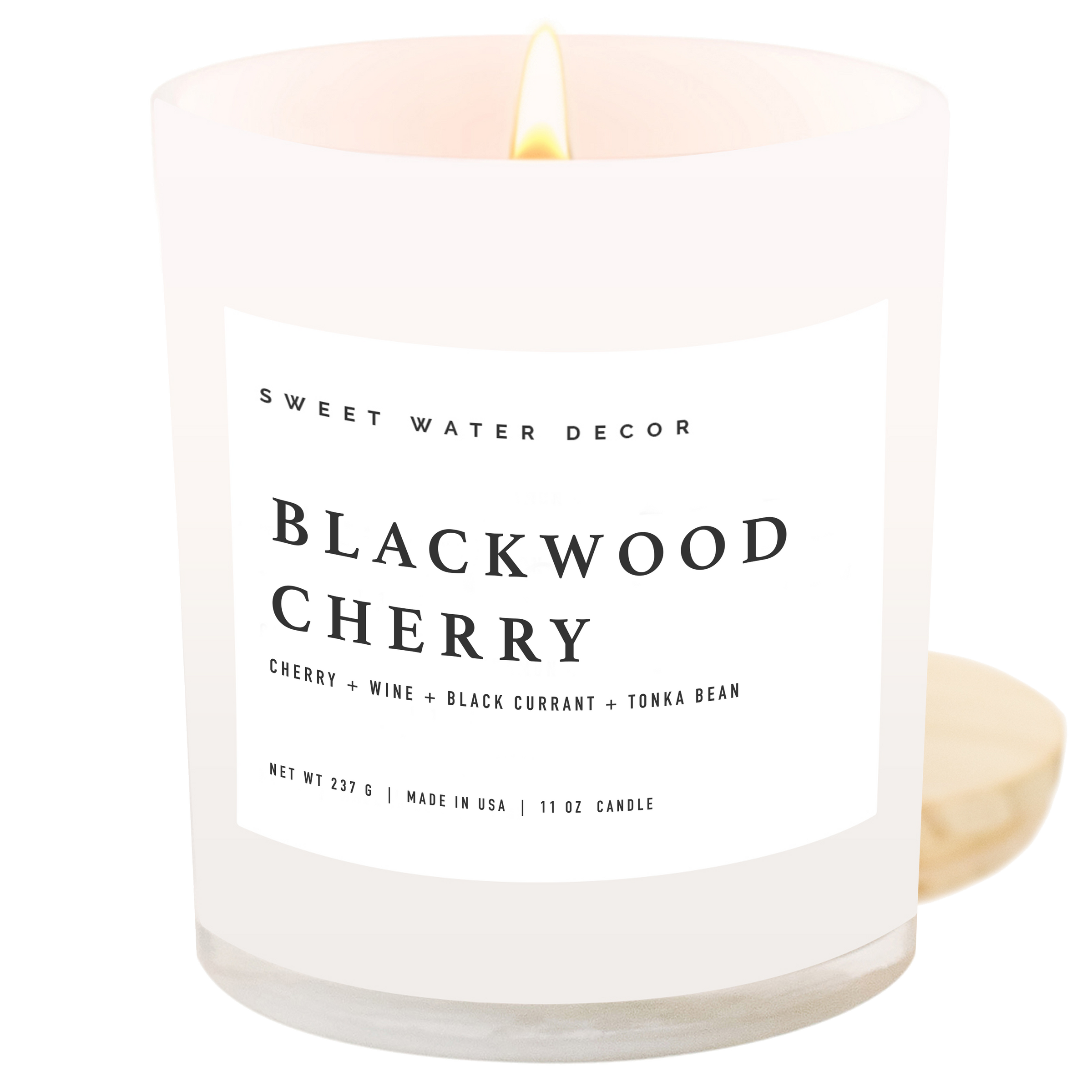 Sweet Water Decor Blackwood Cherry Soy Candle - White Jar - 11 oz