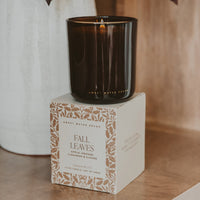 Sweet Water Decor Fall Leaves Soy Candle - Boxed Amber Tinted Glass Jar - 12 oz