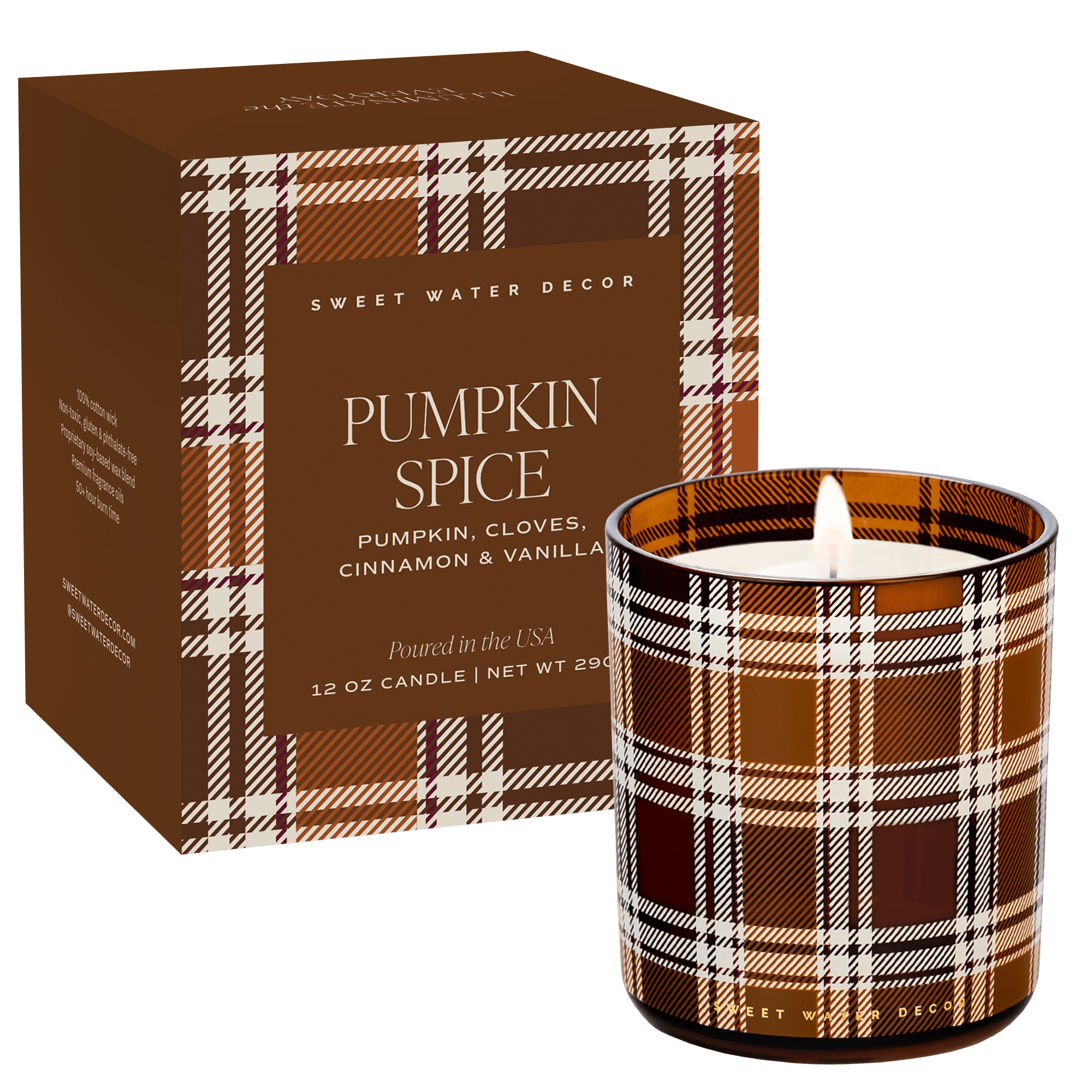 Sweet Water Decor Pumpkin Spice Soy Candle - Boxed Tinted Glass Jar - 12 oz