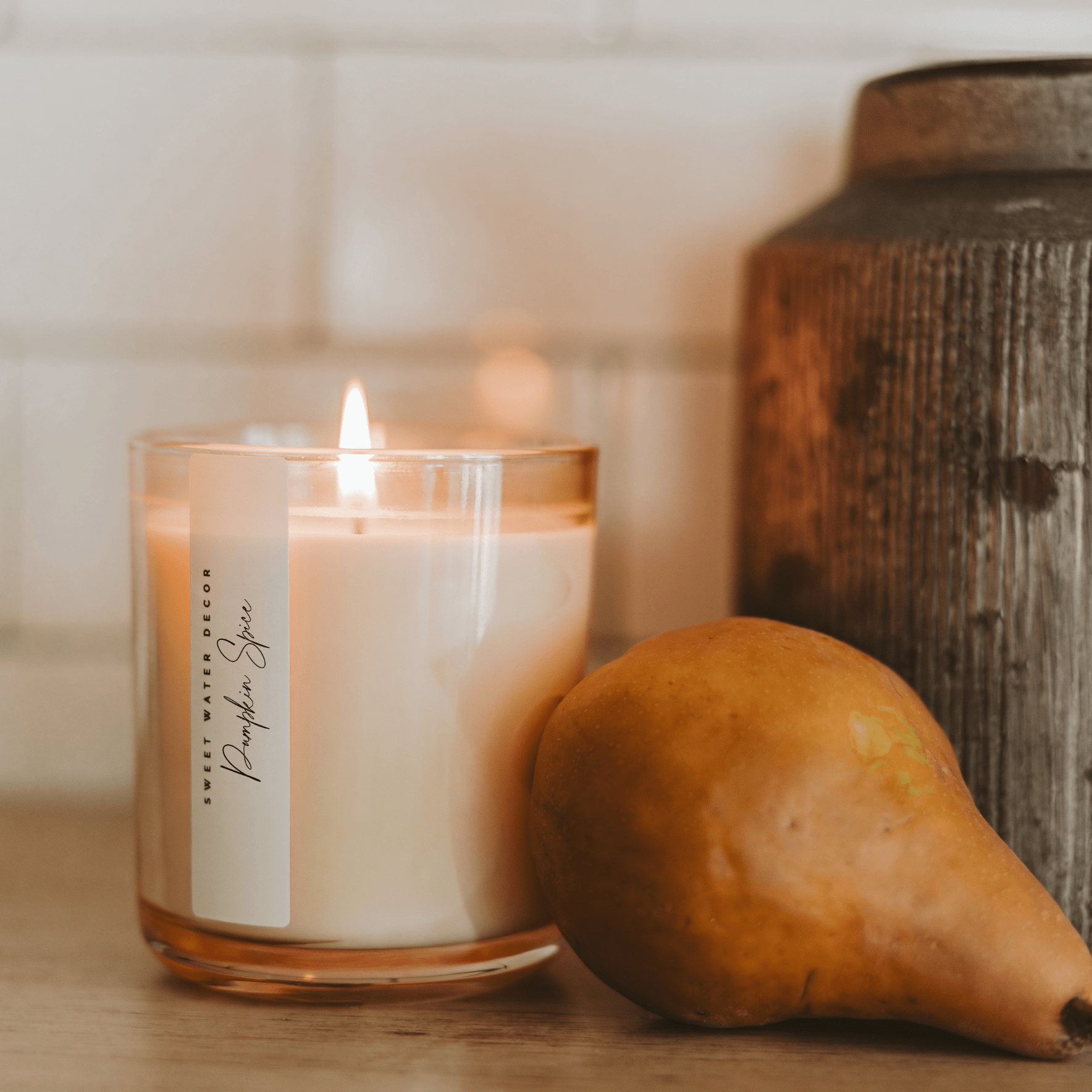 Sweet Water Decor Pumpkin Spice Soy Candle - Tinted Glass Jar - 12 oz
