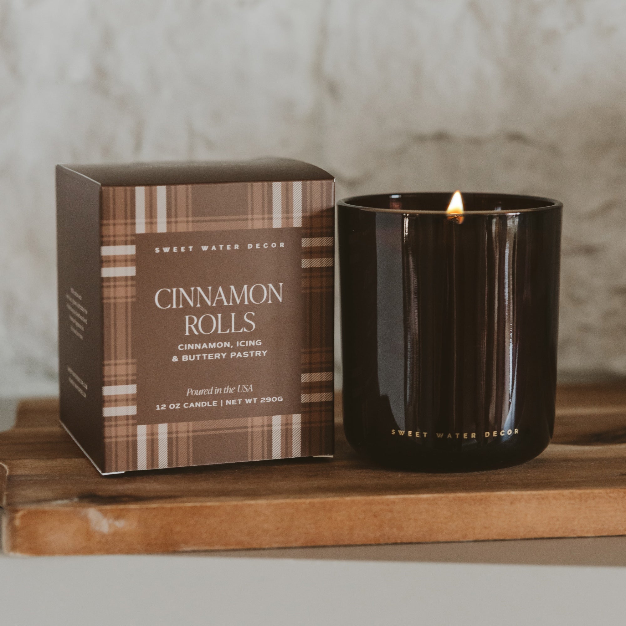 Sweet Water Decor Cinnamon Rolls Soy Candle - Boxed Amber Tinted Glass Jar - 12 oz