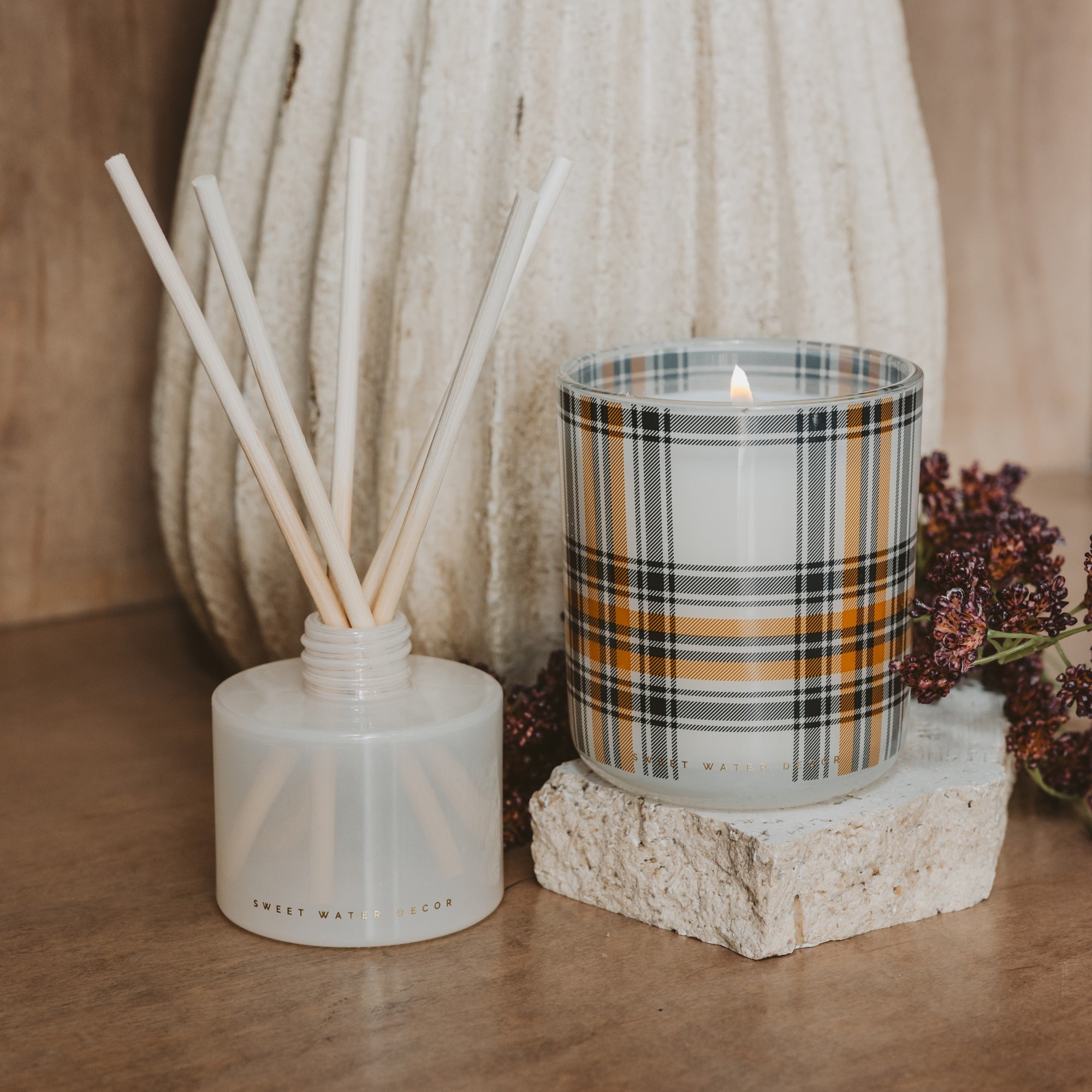 Sweet Water Decor Hello Fall Soy Candle - Boxed Tinted Glass Jar - 12 oz