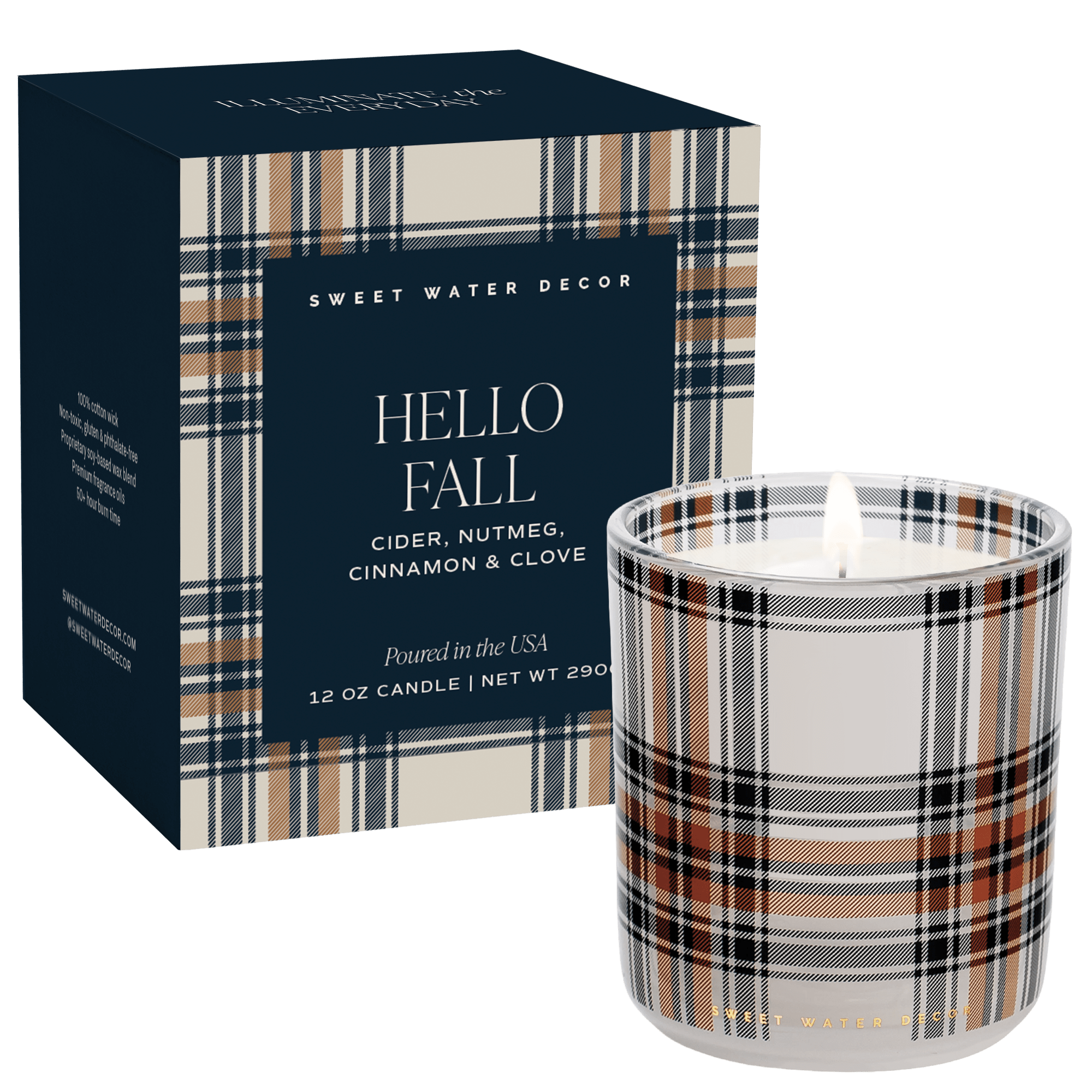 Sweet Water Decor Hello Fall Soy Candle - Boxed Tinted Glass Jar - 12 oz