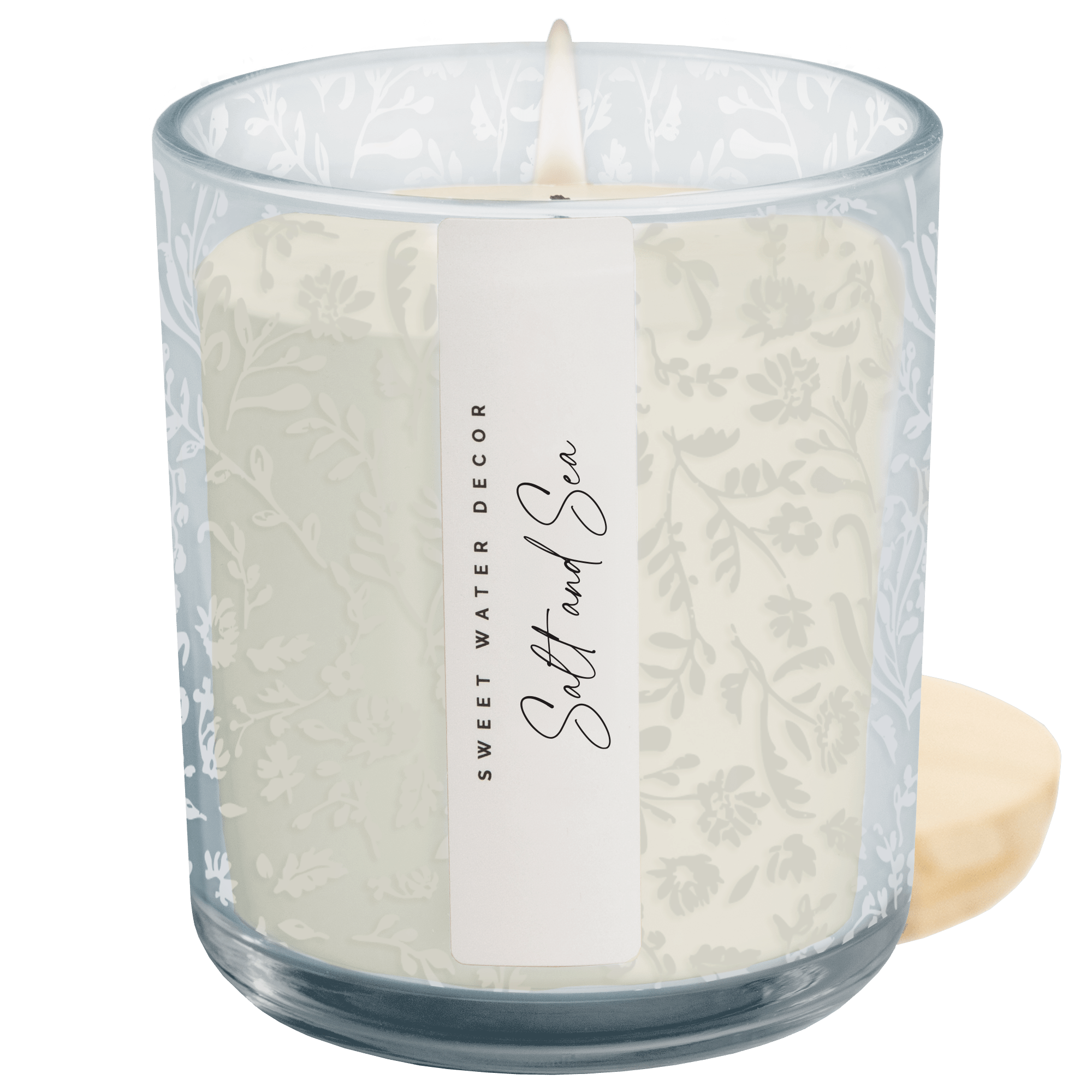 Sweet Water Decor Salt and Sea Soy Candle - Blue Tinted Glass Jar - 12 oz