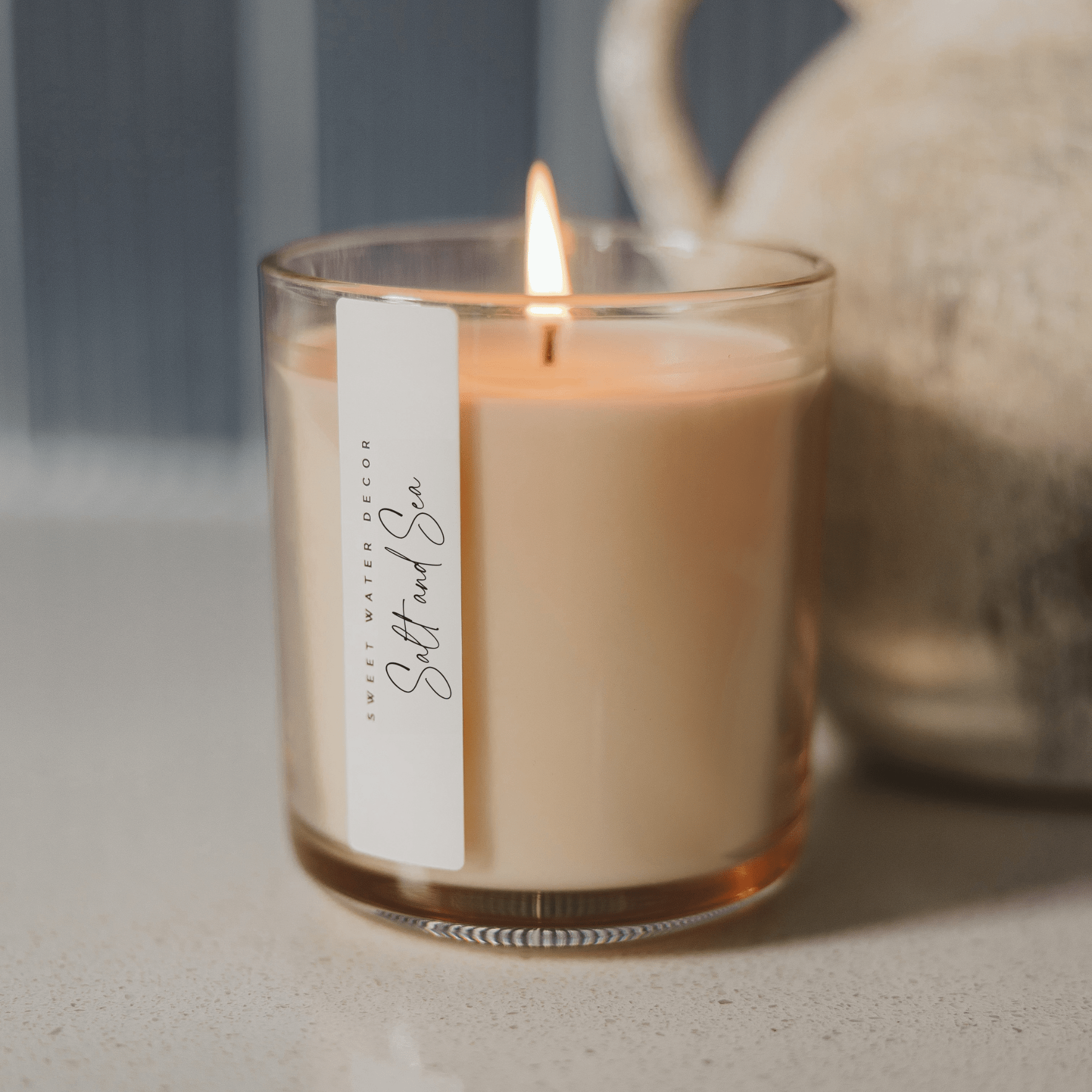 Sweet Water Decor Salt and Sea Soy Candle - Tinted Glass Jar - 12 oz